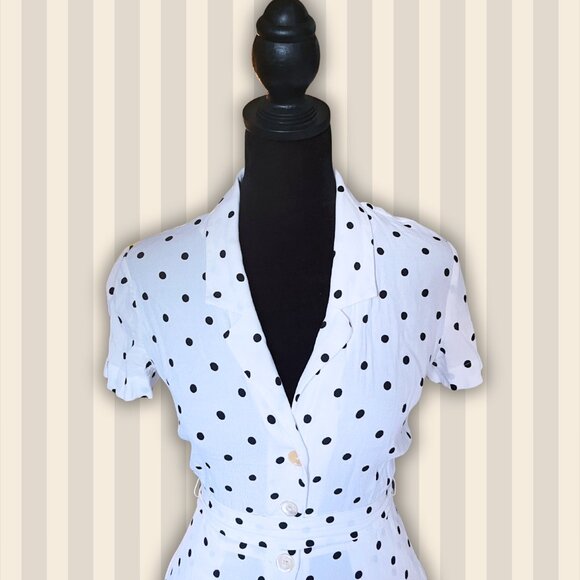 Second Hand Wilfred White + black polka dot button-up dress - Size: XSmall - Picture 3 of 7
